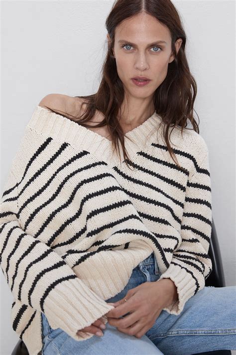 zara women striped sweater.